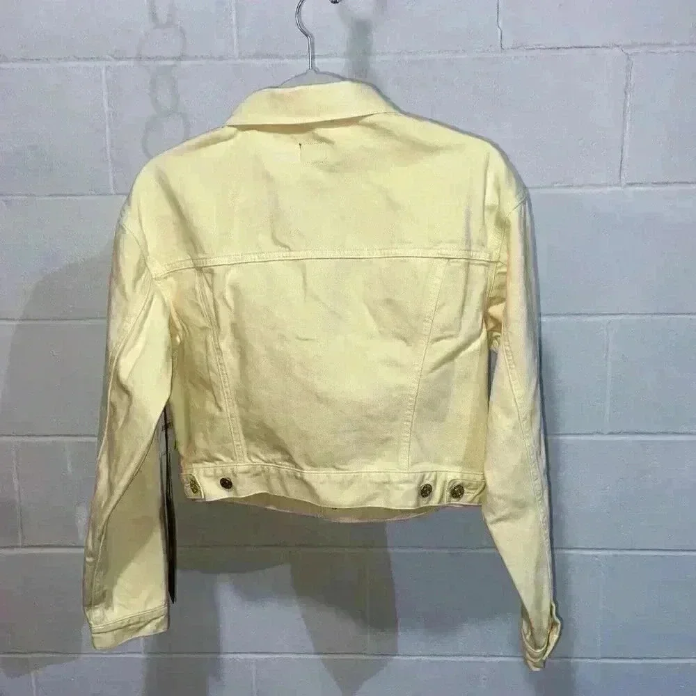 EDWIN Anthropologie Womens SIA‎ Denim Jacket M Lemonade 80s Cropped Colorful NWT